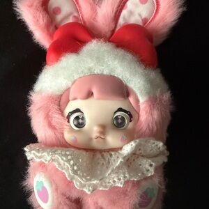 Hi Toy NOMMI baby sweetheart bunny plush pendant strawberry and cream with card!